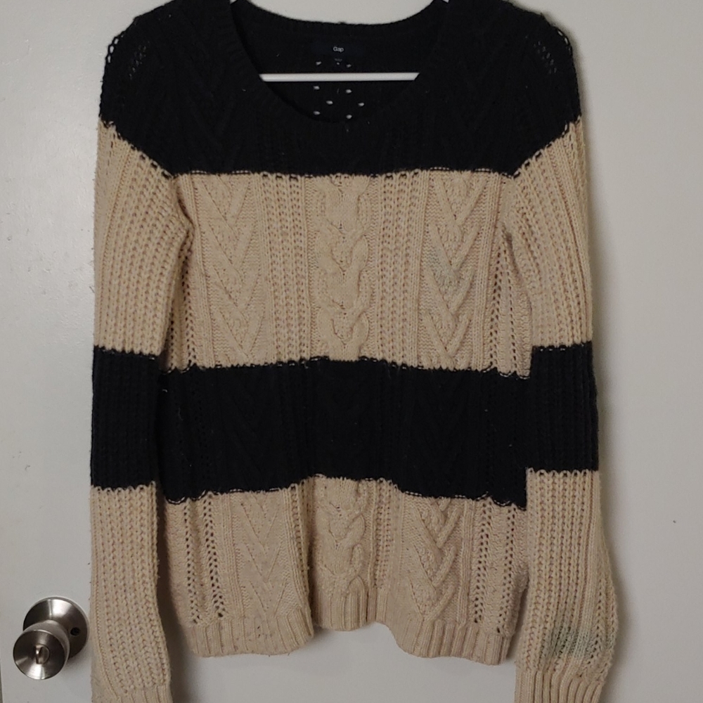 Gap Striped Cable Knit Sweater